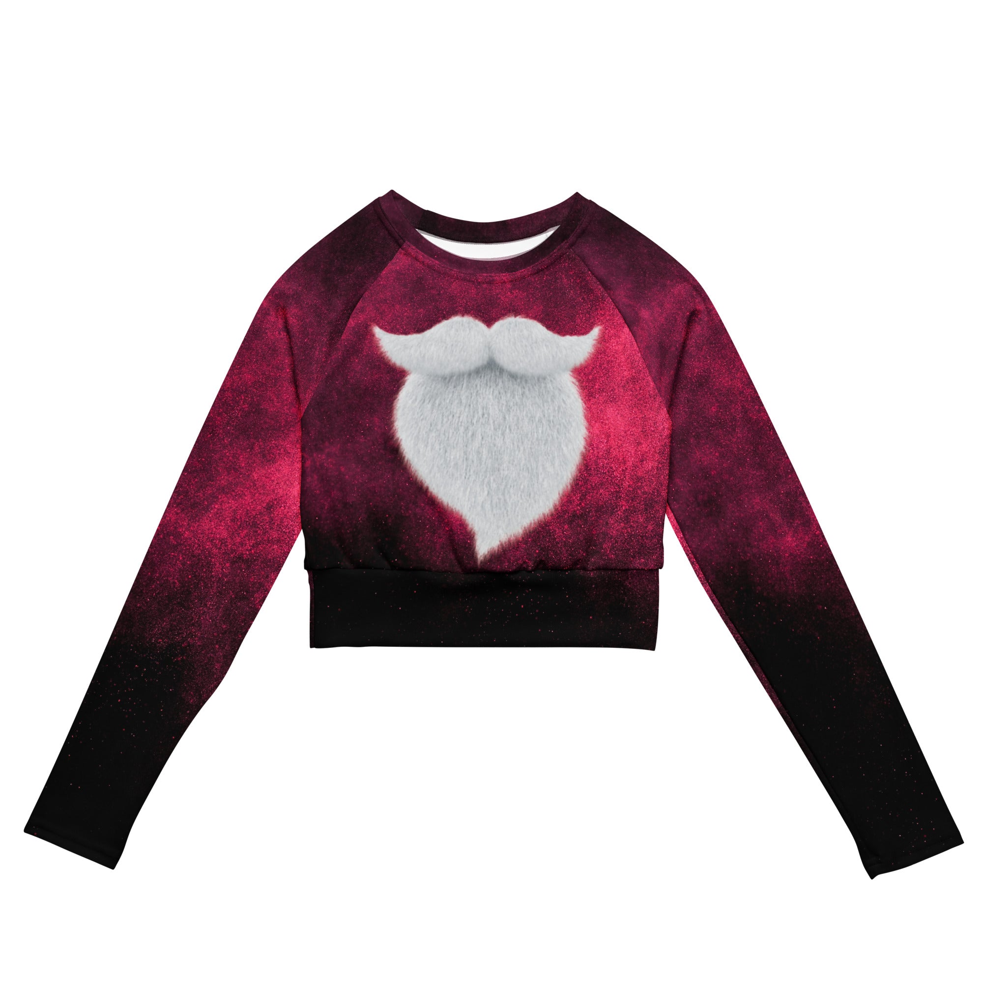 Christmas Party Cropped Top. Long Sleeved Christmas Colors Streetwear or Activewear. WickedYo.